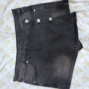 refuge Black Denim Skort with Button Front